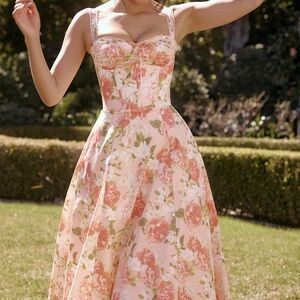 House of CB Rosalee Floral Pink Dress